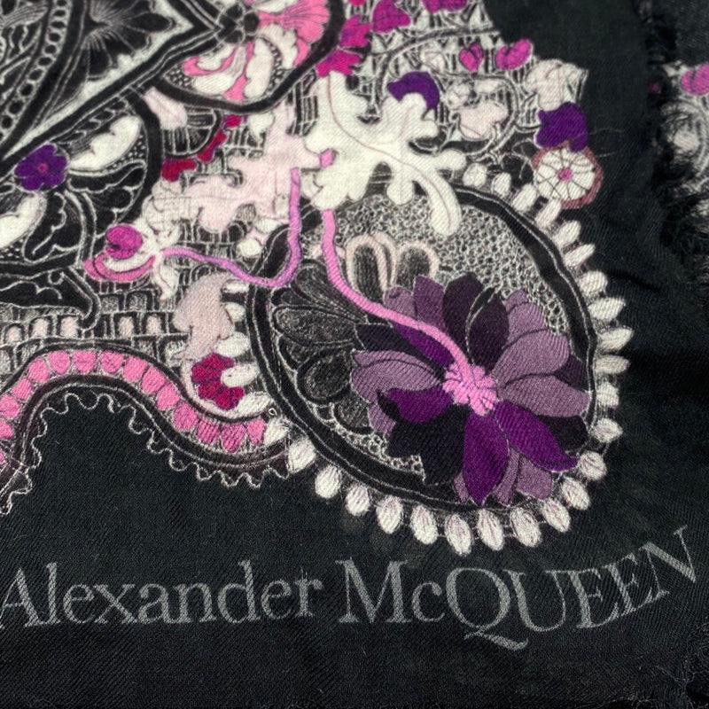 second-hand ALEXANDER MCQUEEN purple and black floral print scarf