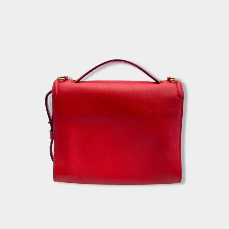 ALEXANDER MCQUEEN red leather belted handbag with gold hardware
