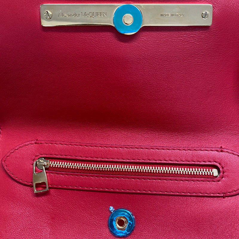 ALEXANDER MCQUEEN red leather belted handbag with gold hardware