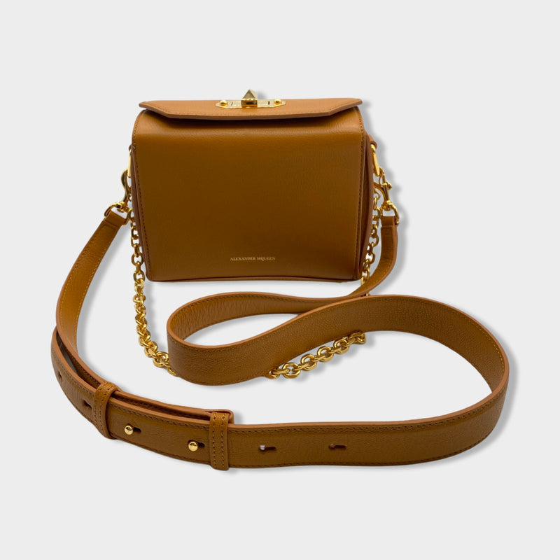 second-hand ALEXANDER MCQUEEN camel leather handbag with gold hardware