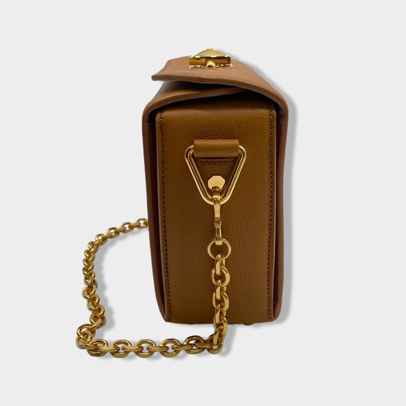 ALEXANDER MCQUEEN camel leather handbag with gold hardware
