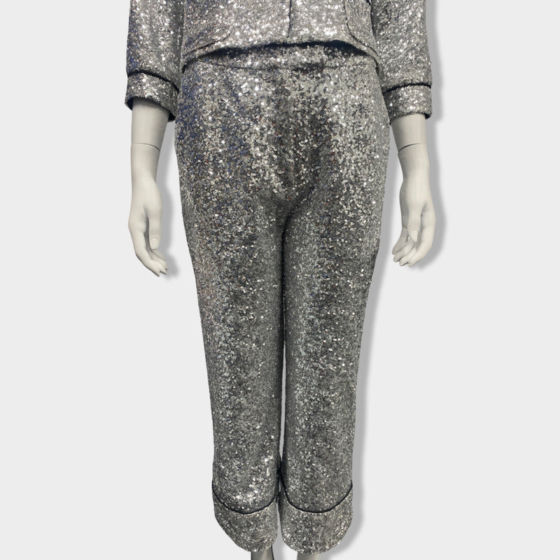 ITMFL silver sequined set of blouse and trousers