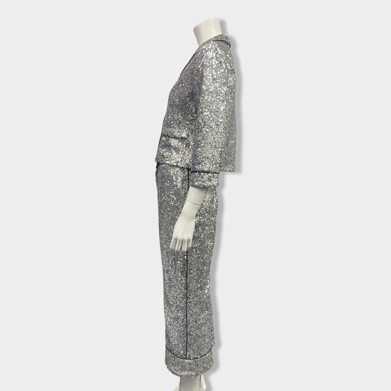 ITMFL silver sequined set of blouse and trousers