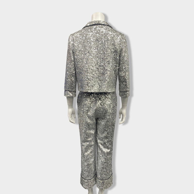 ITMFL silver sequined set of blouse and trousers