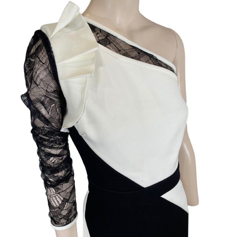 ELIE Saab black and white lace viscose dress