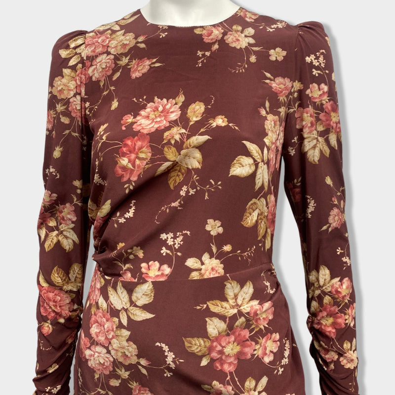 second-hand ZIMMERMANN floral print silk dress | Size UK6
