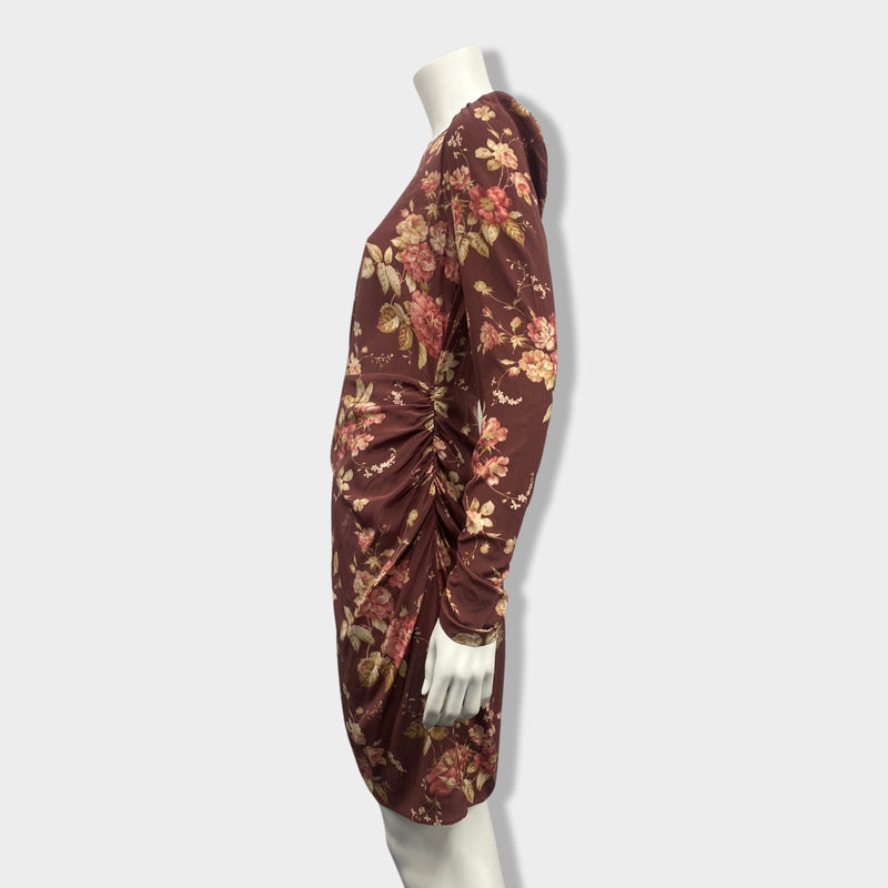 ZIMMERMANN burgundy floral print silk dress