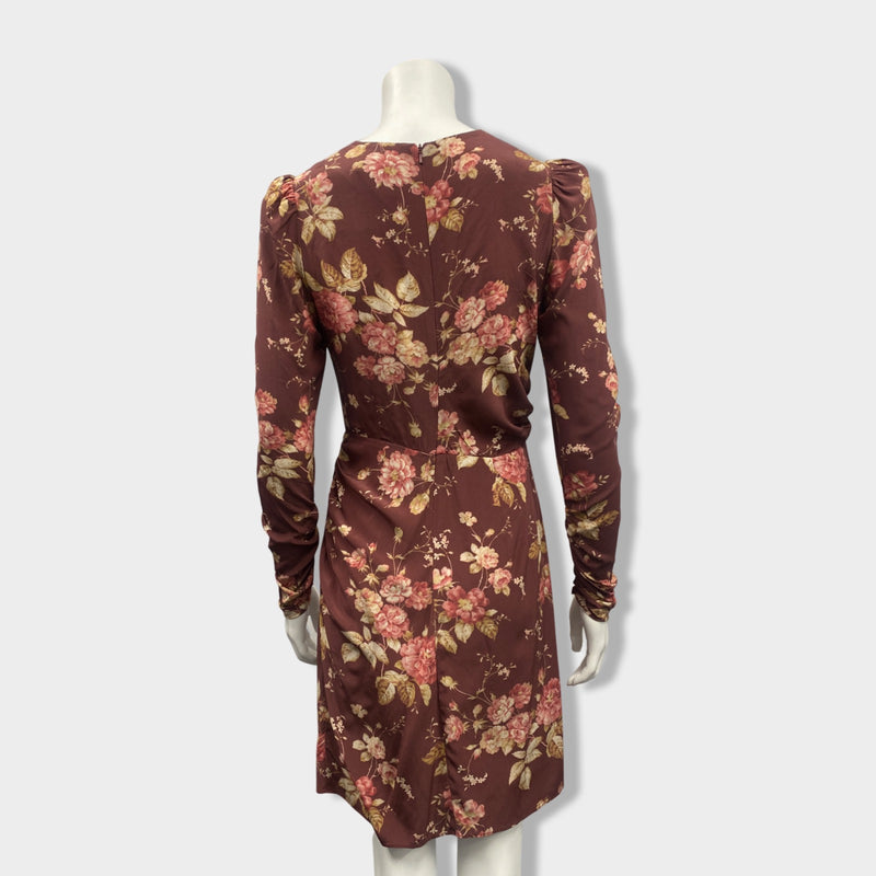 ZIMMERMANN burgundy floral print silk dress