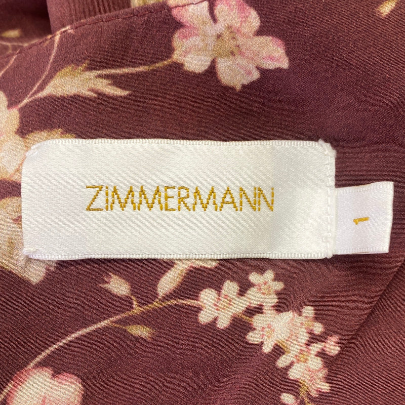 ZIMMERMANN burgundy floral print silk dress