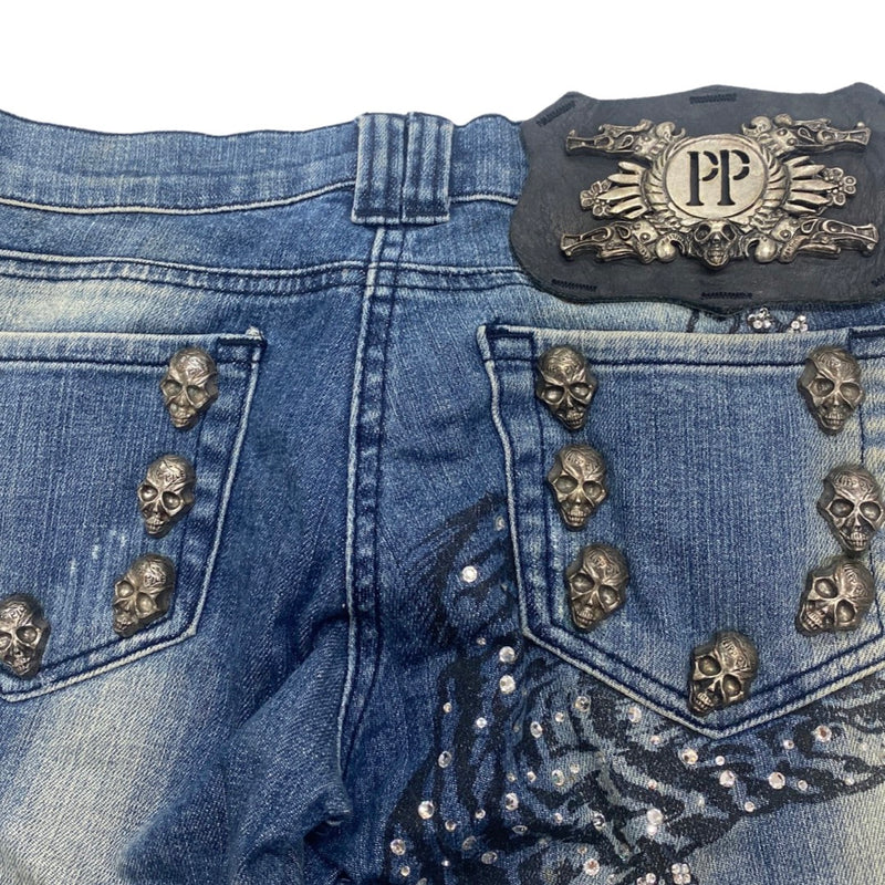 PHILIPP PLEIN blue and grey jeans with rhinestones | Size FR40