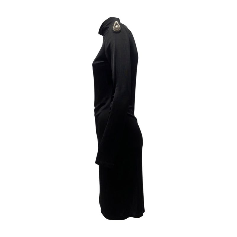 pre-loved PIERRE BALMAIN black bead-embellished turtleneck dress | Size FR38