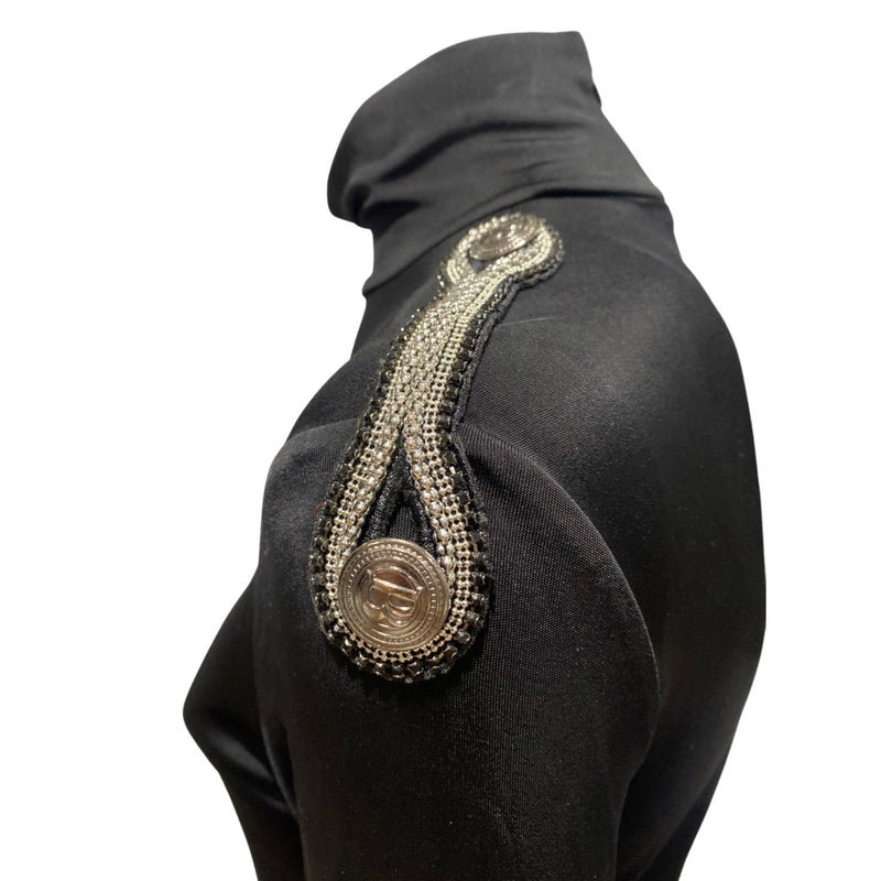 second-hand PIERRE BALMAIN black bead-embellished turtleneck dress | Size FR38