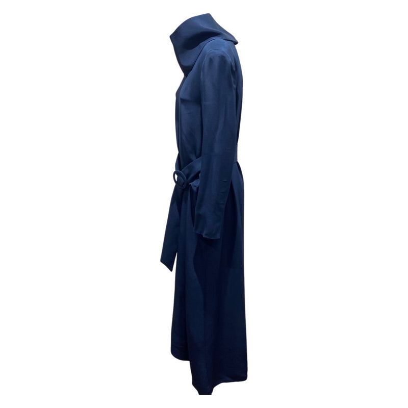 second-hand TIBI navy silk belted dress | Size 2