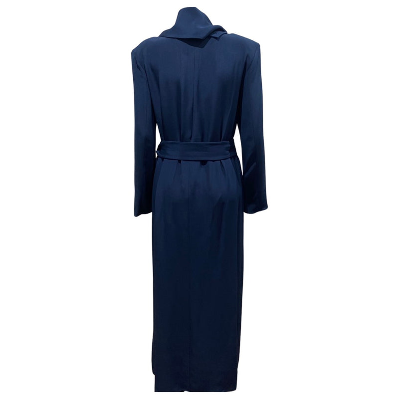 pre-loved TIBI navy silk belted dress | Size 2
