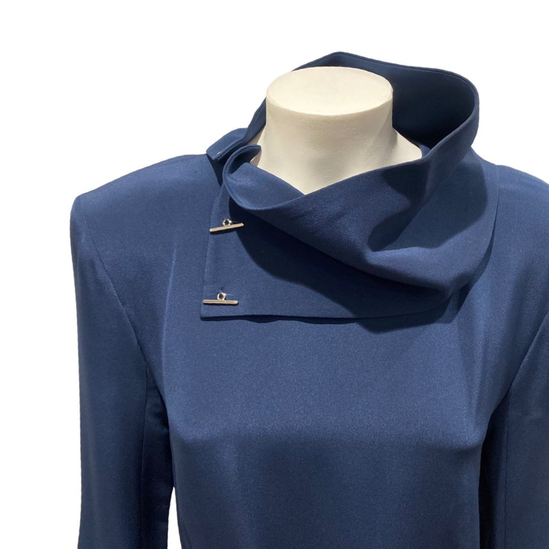 TIBI navy silk belted dress
