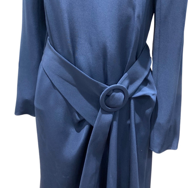 TIBI navy silk belted dress