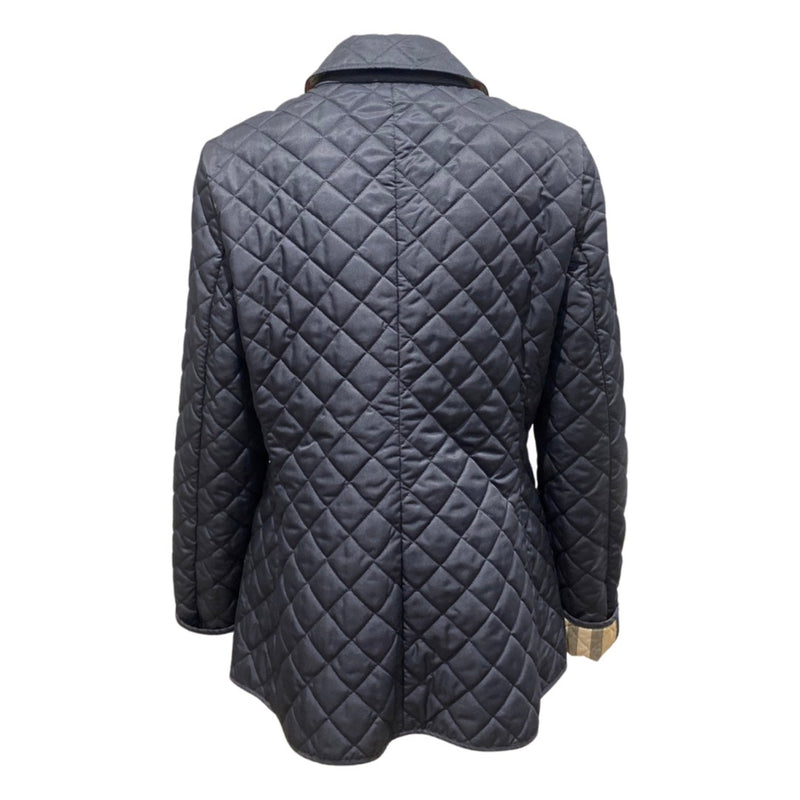 pre-loved BURBERRY navy quilted jacket | Size M