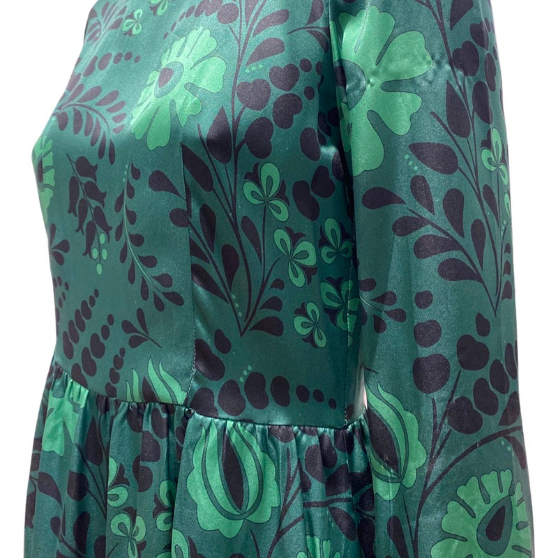 VALLE&VIK green floral print silk dress