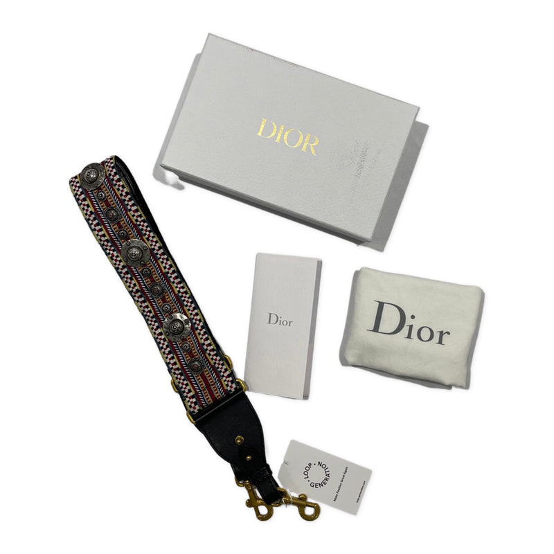 Christian Dior Multicolour Oblique Embroidery Shoulder Strap