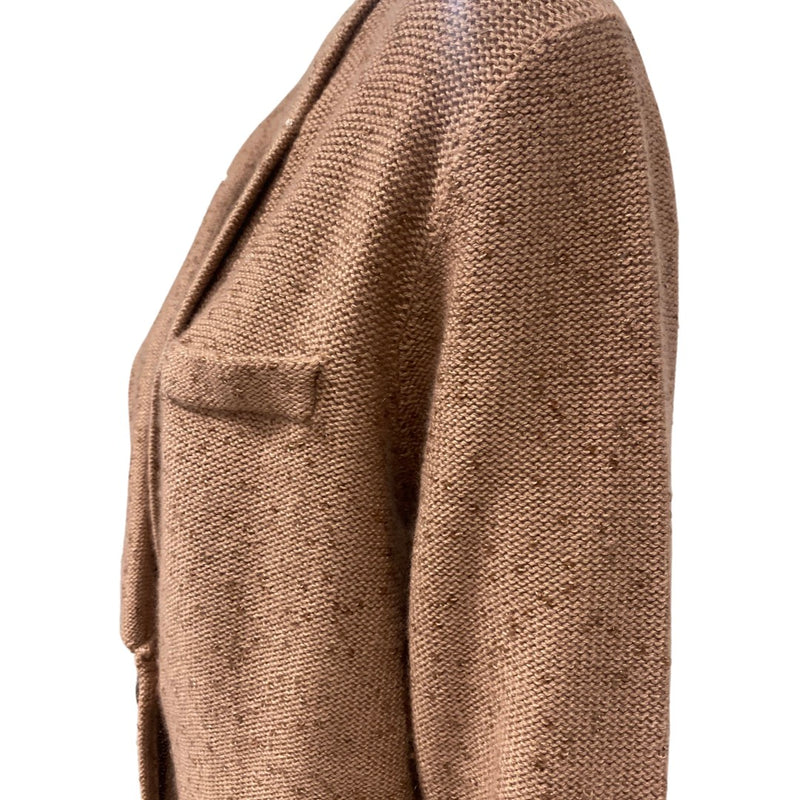 pre-loved BRUNELLO CUCINELLI pink and beige seqiun cashmere cardigan | Size IT42