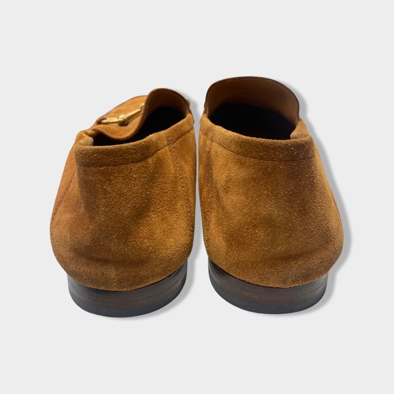 GUCCI mustard suede Jordaan Horsebit loafers