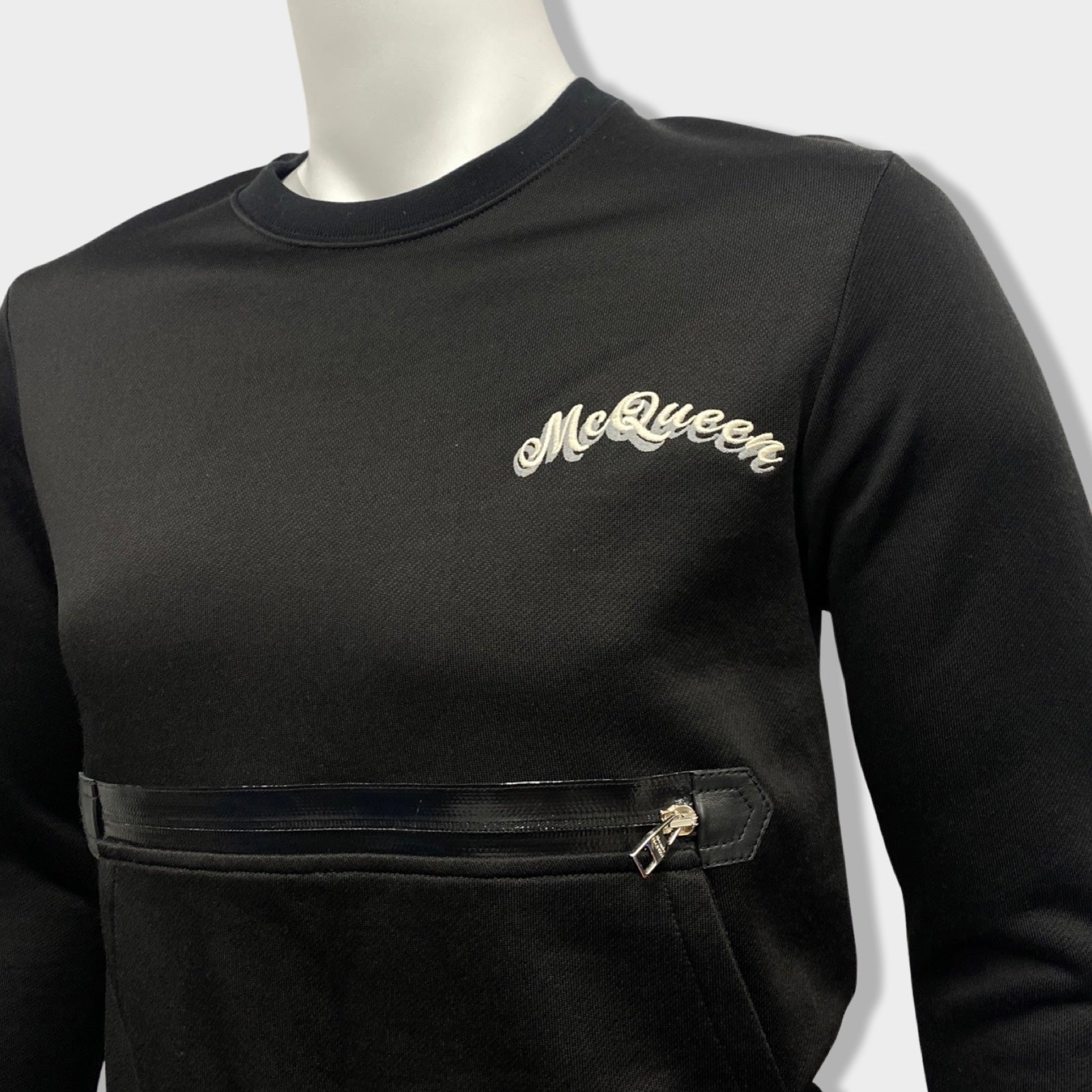 ALEXANDER MCQUEEN logo black viscose and cotton sweatshirt