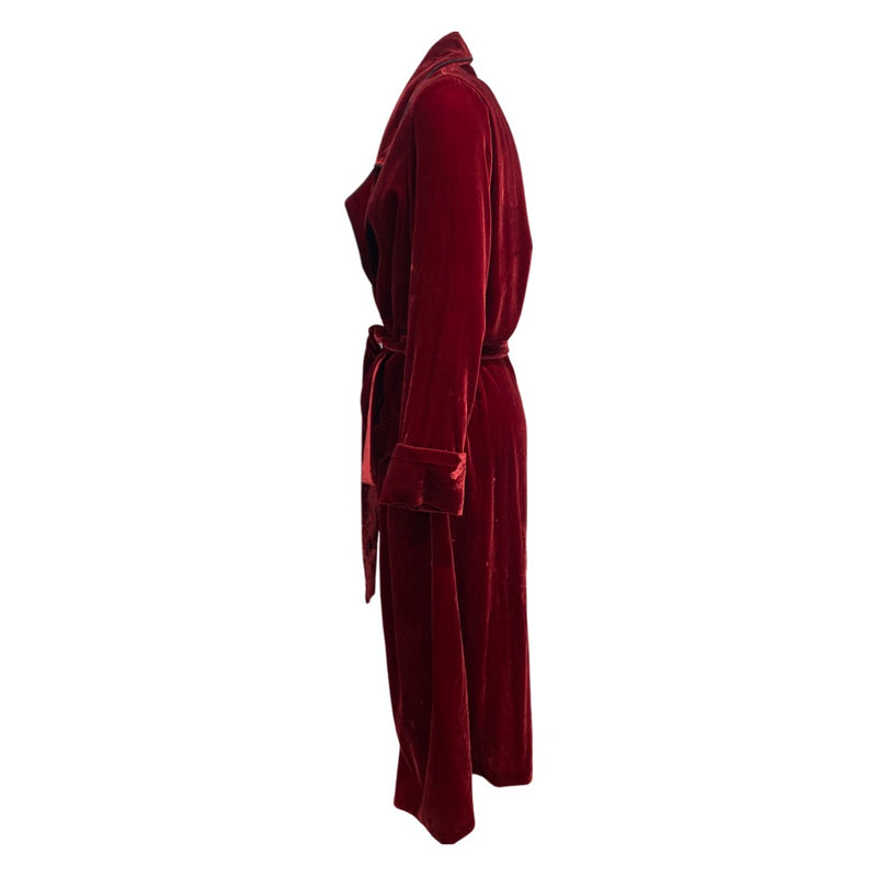 second-hand RACIL burgundy belted velvet robe | Size FR38