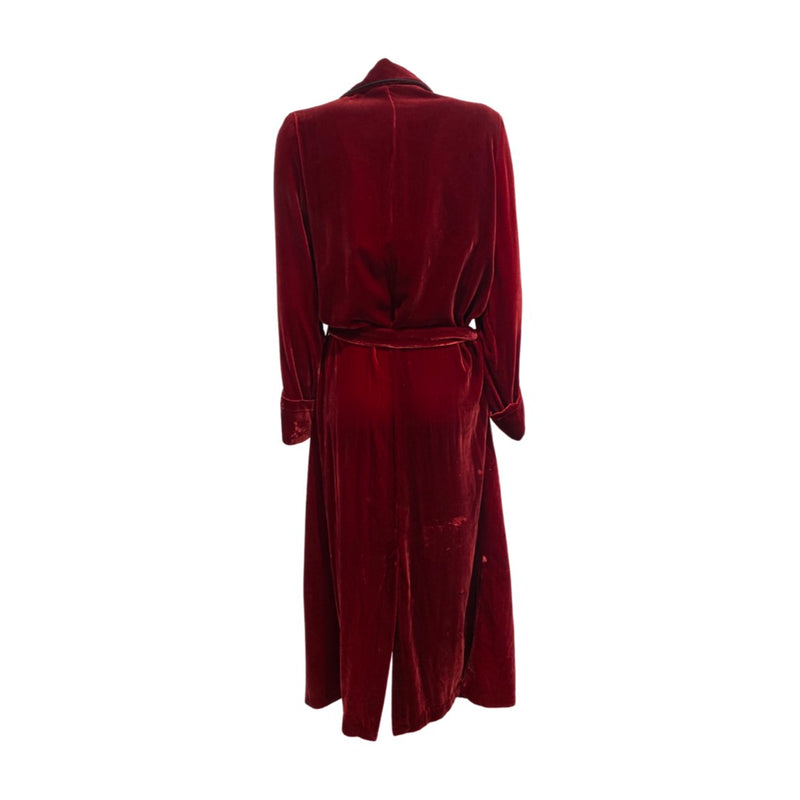 pre-loved RACIL burgundy belted velvet robe | Size FR38