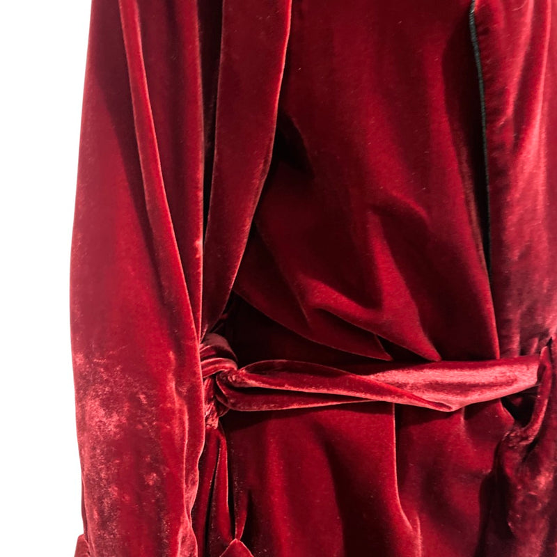 RACIL burgundy belted velvet robe