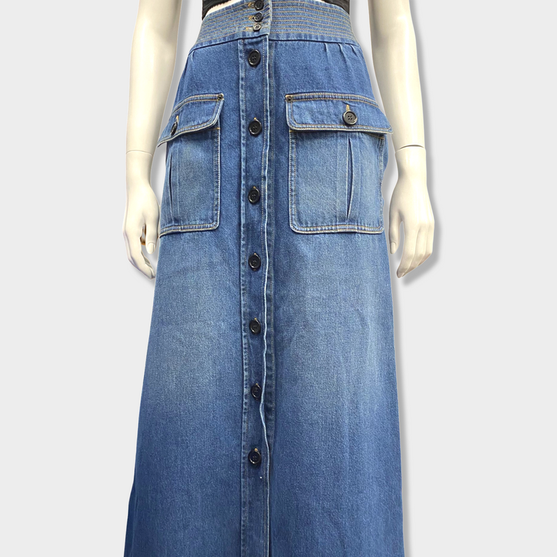 CHLOÉ  button down denim maxi skirt