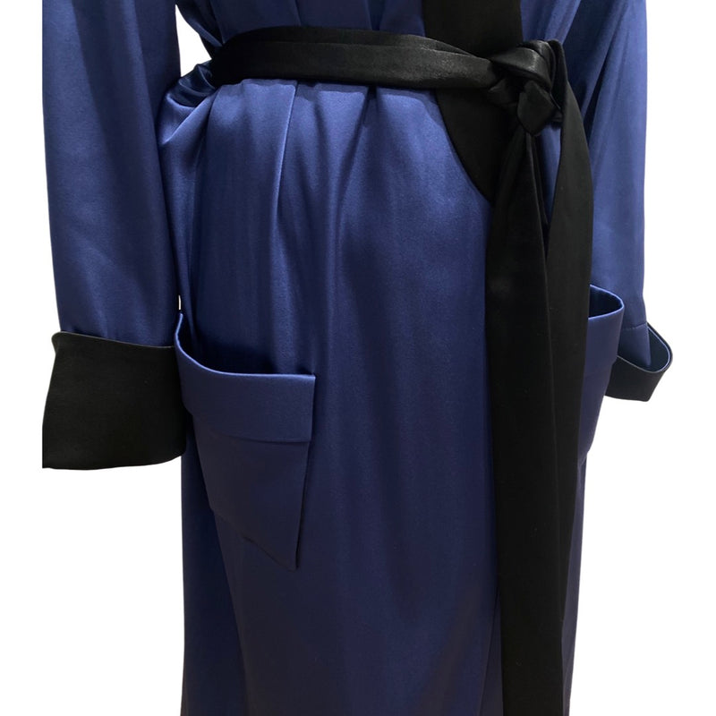 RACIL navy and black belted robe