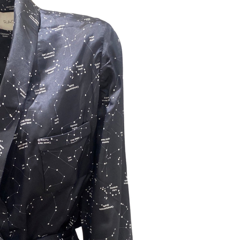 second-hand RACIL navy Astronomia print belted viscose robe | Size FR40