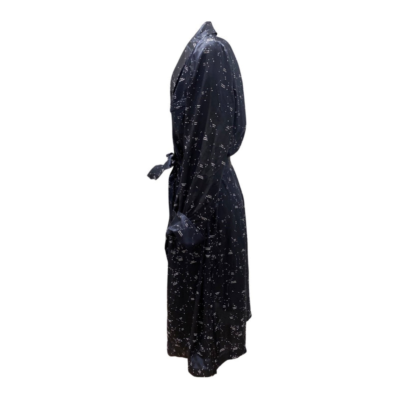 RACIL navy Astronomia print belted viscose robe