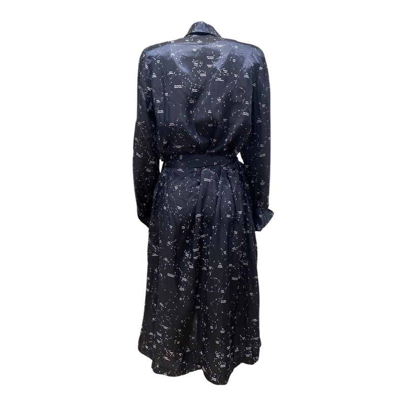 pre-loved RACIL navy Astronomia print belted viscose robe | Size FR40
