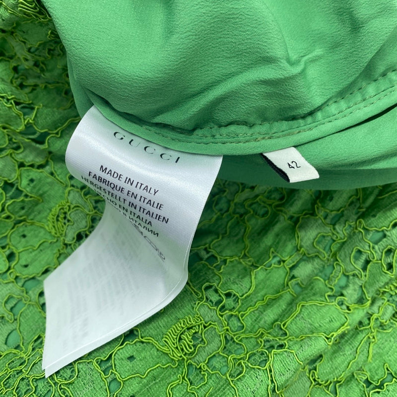 GUCCI green lace viscose and silk trousers