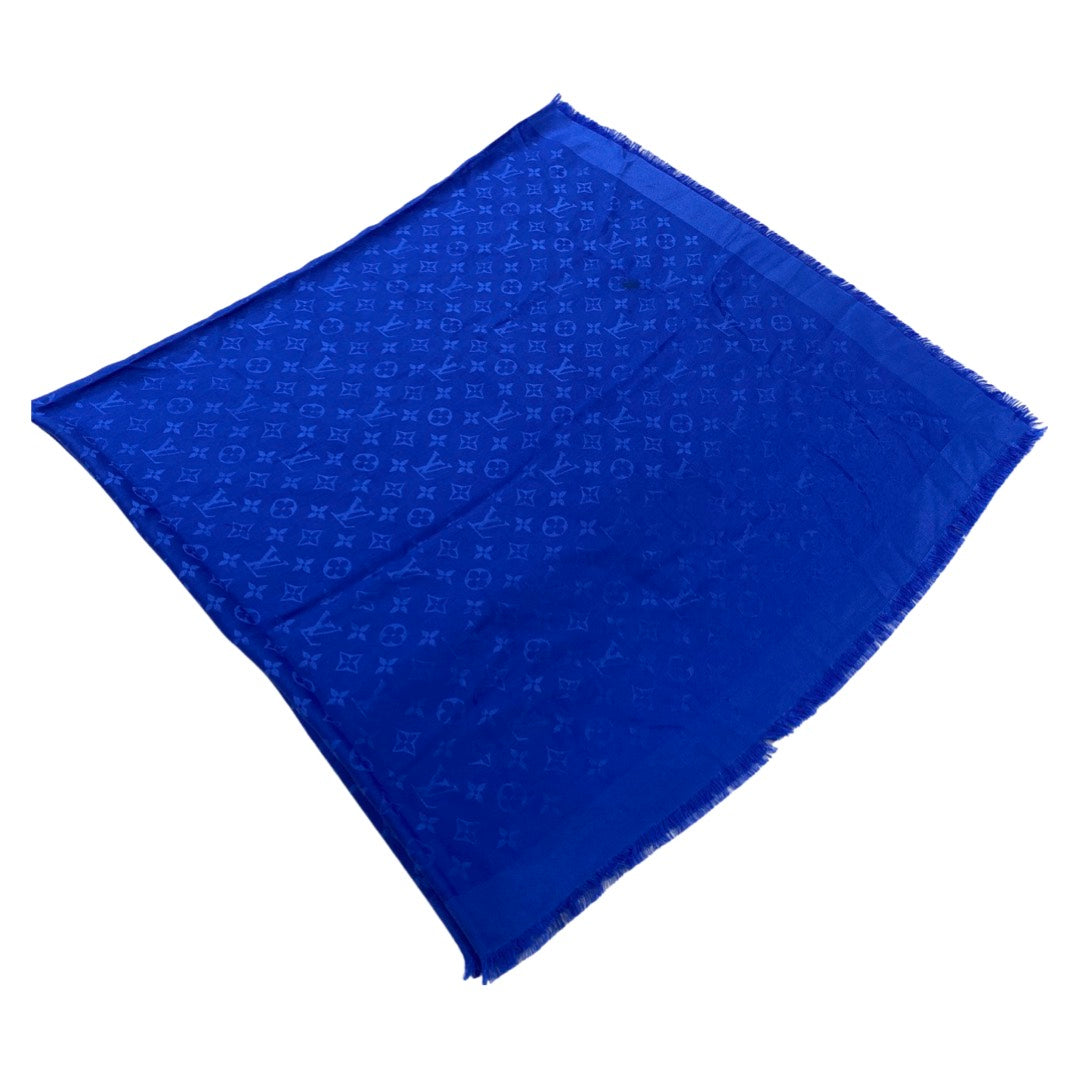 Châle monogram silk stole Louis Vuitton Blue in Silk - 29044369