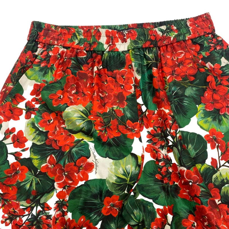 second-hand DOLCE&GABBANA red and green floral print silk trousers | Size IT42