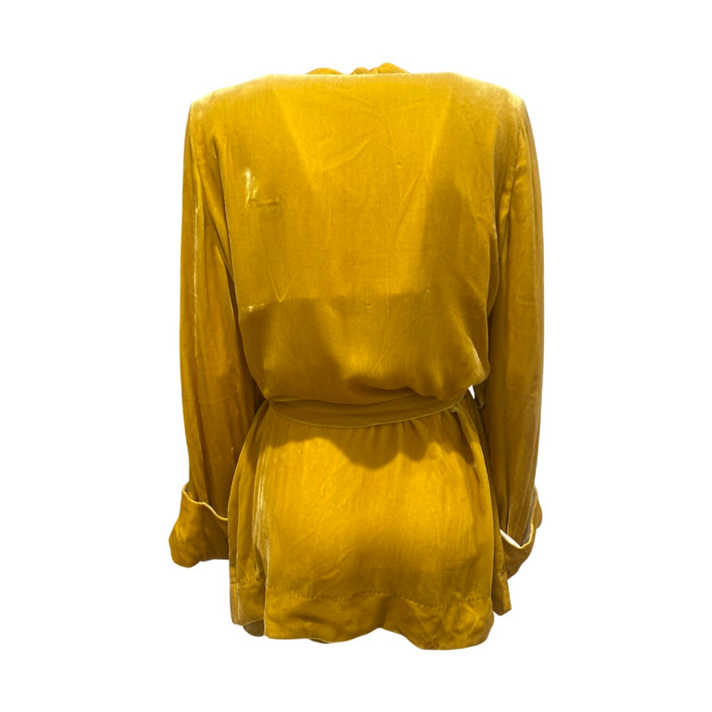 pre-loved RACIL mustard yellow velvet short belted robe | Size FR42