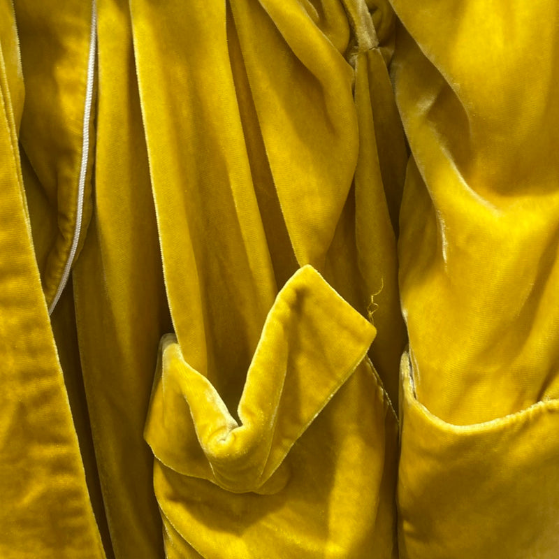 RACIL mustard yellow velvet short belted robe