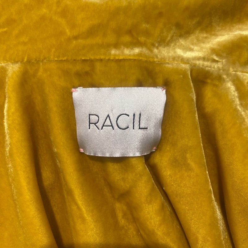 RACIL mustard yellow velvet short belted robe