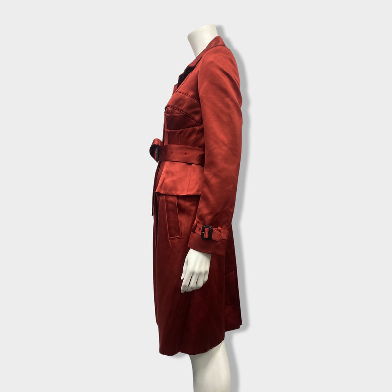 BURBERRY Prorsum burgundy viscose and silk belted coat