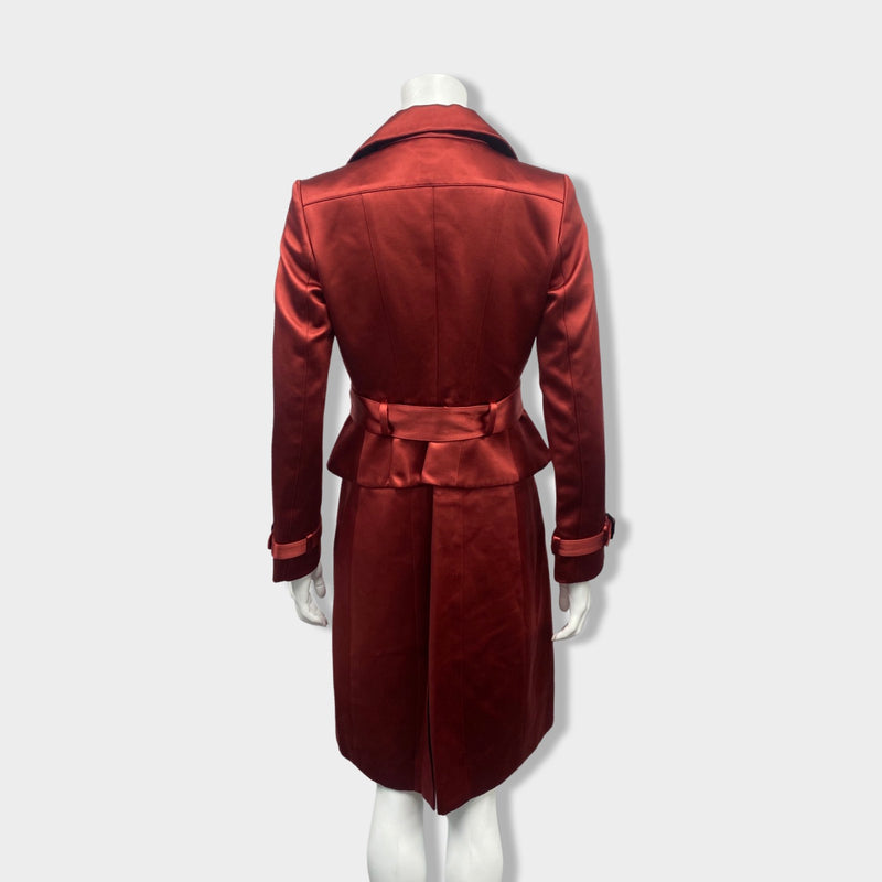 BURBERRY Prorsum burgundy viscose and silk belted coat