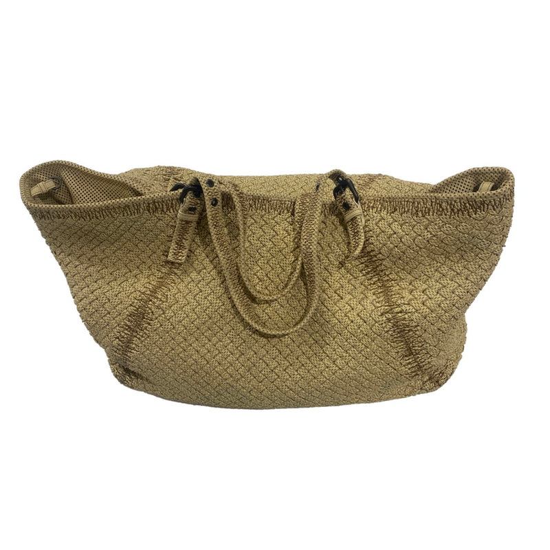 second-hand BOTTEGA VENETA yellow and brown leather beach bag