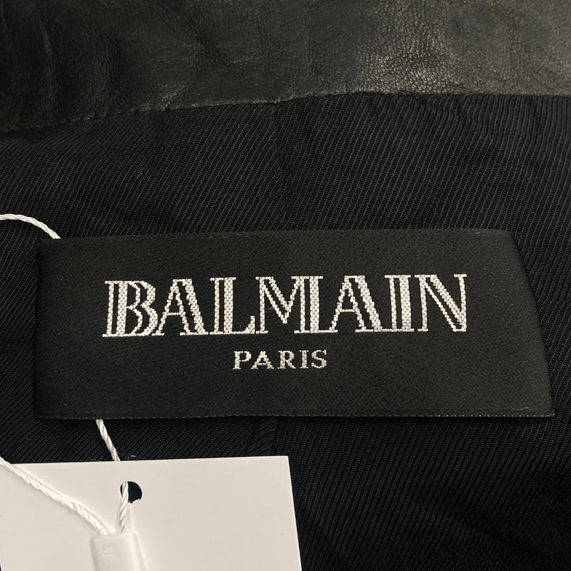 BALMAIN black pony and leather vest with gold hardware