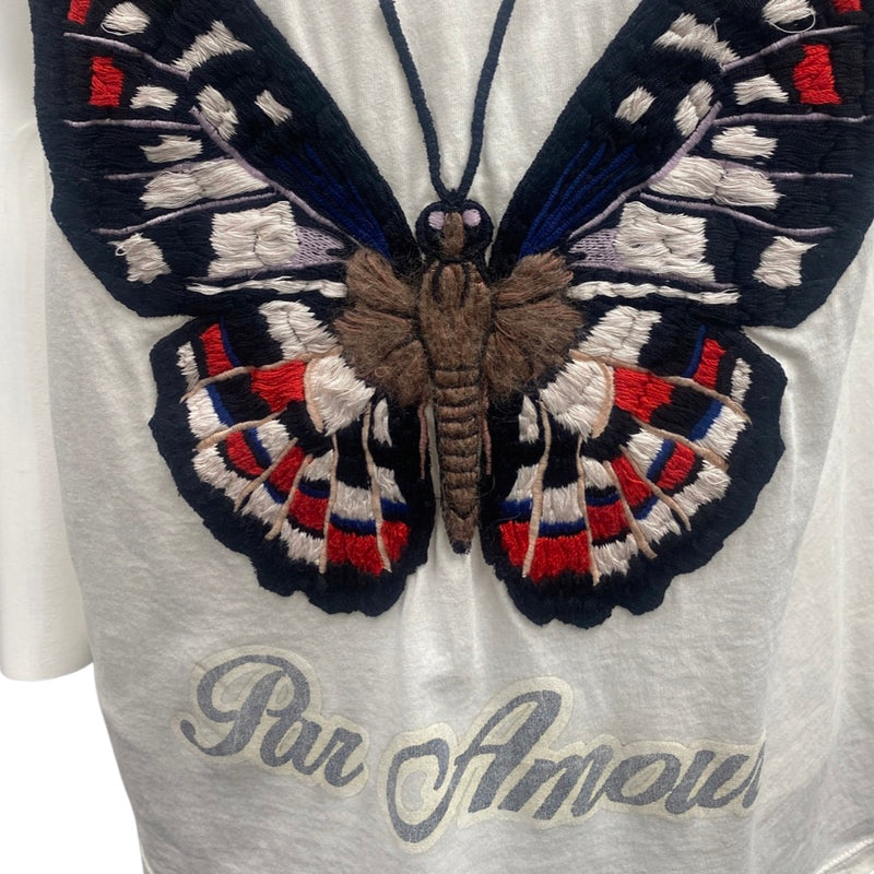 second-hand GUCCI white butterfly embroidered T-shirt | Size M