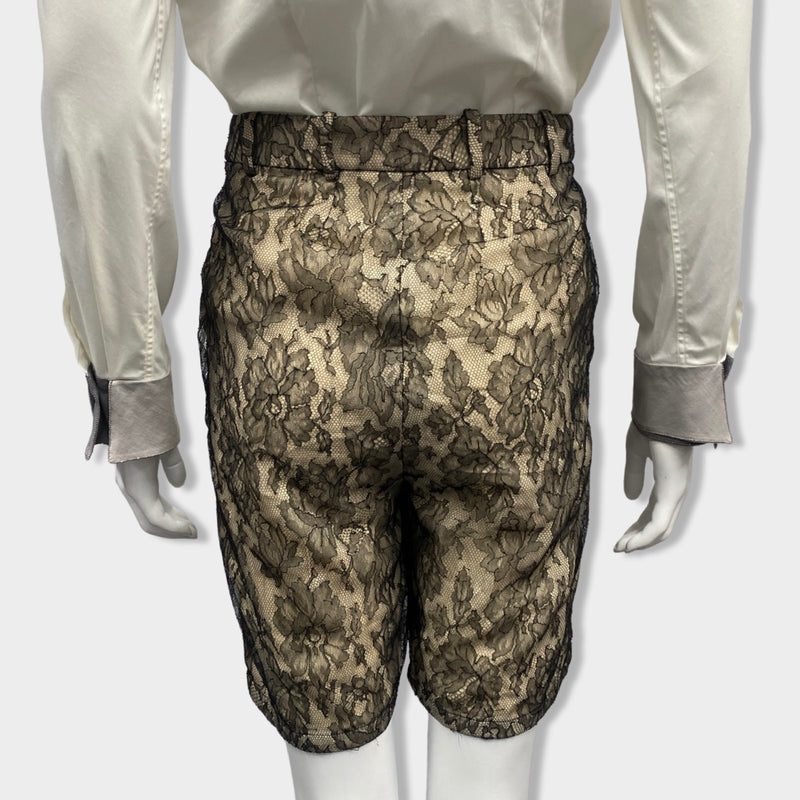 VALENTINO beige and black lace silk shorts