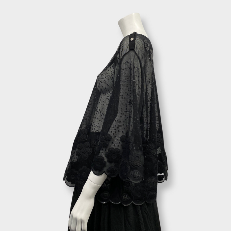 CHANEL black mesh blouse