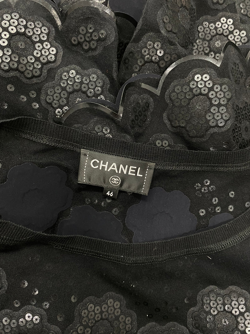 CHANEL black mesh blouse