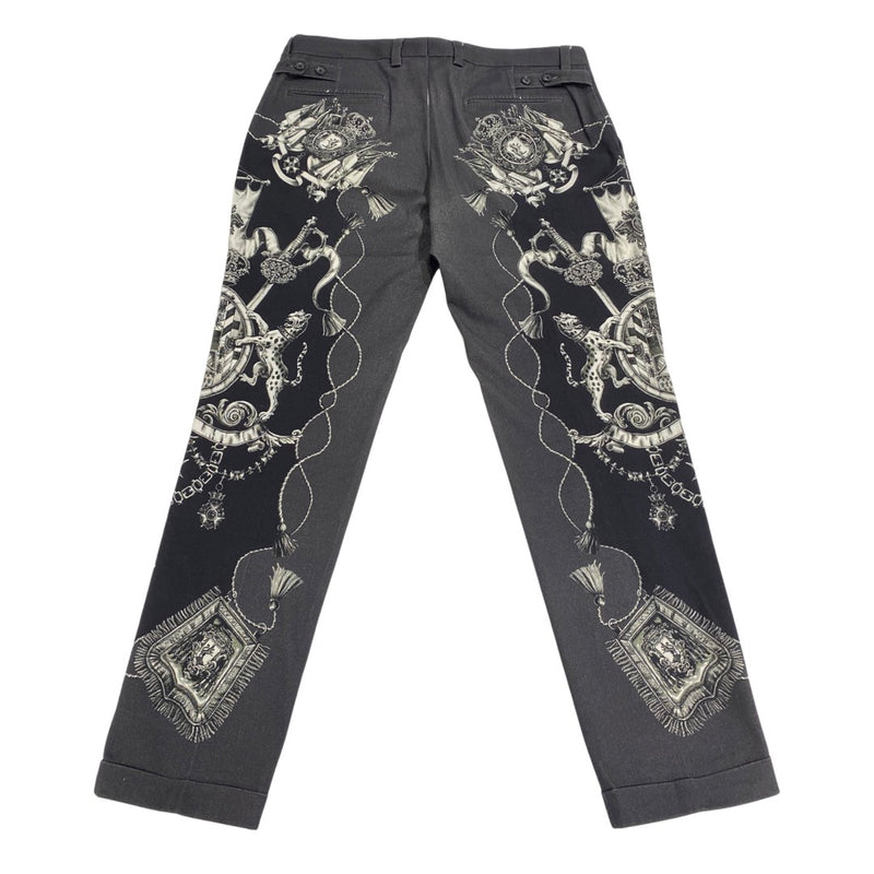 second-hand DOLCE&GABBANA grey crown print cotton trousers | Size IT50