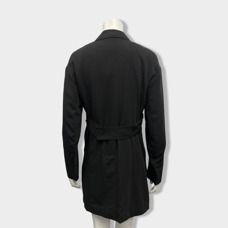 CÉLINE black wool and polyester double-breasted long jacket